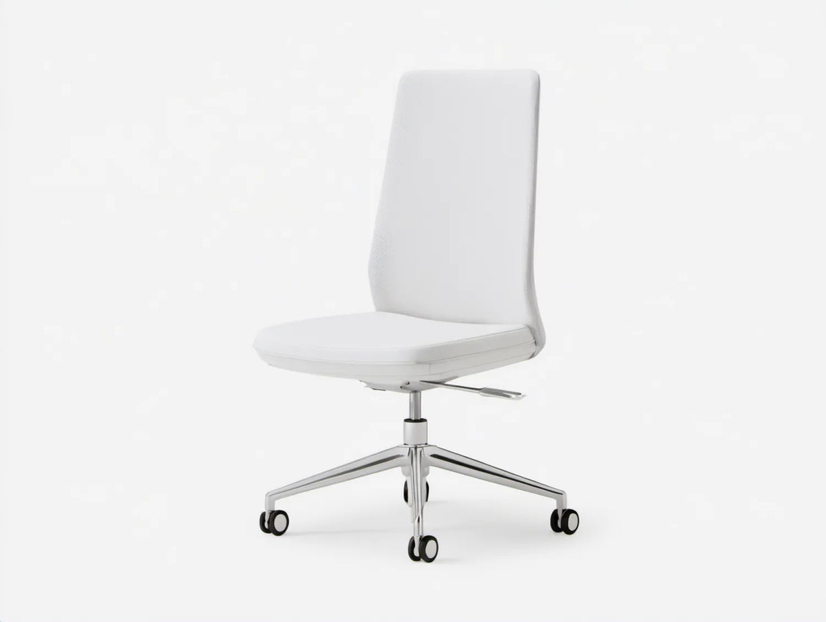 Białe krzesło biurowe obrotowe z ekoskóry PU 60 x 60 x 91–101 cm