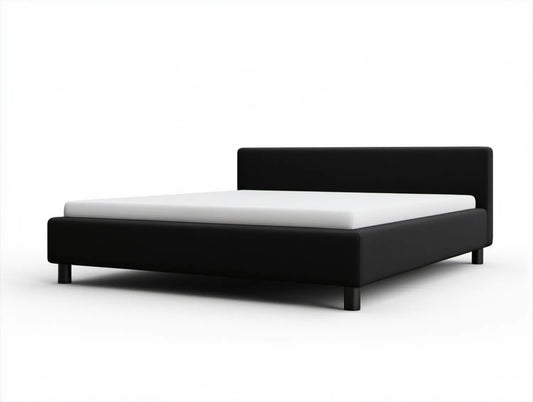 Czarne łóżko tapicerowane ze skóry syntetycznej PU 160 x 200 cm