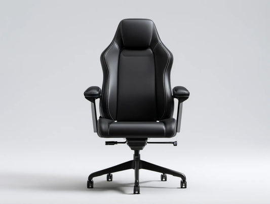 Czarny fotel obrotowy z tapicerką PU, 66 x 66 x 118–128 cm